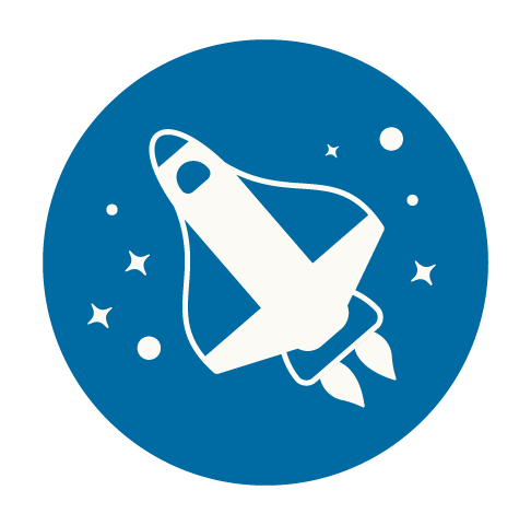 Career Launch logo with rocket shooting through space surrounded by stars